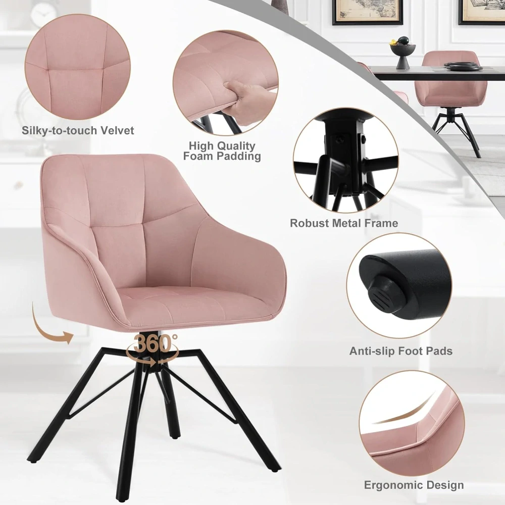 WOLTU BH365rs-1 Otočná jídelní židle Kuchyňská židle Čalouněná