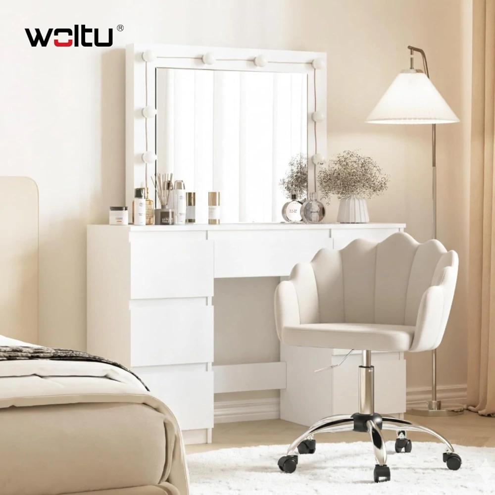 Kancelářská židle WOLTU Homeoffice BS152cm Ergonomická sametová s opěradlem ve tvaru okvětního lístku