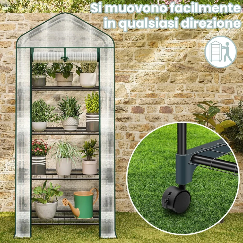 Zahradní skleník WOLTU, s kolečky, balkonový skleník, 70x50x162 cm