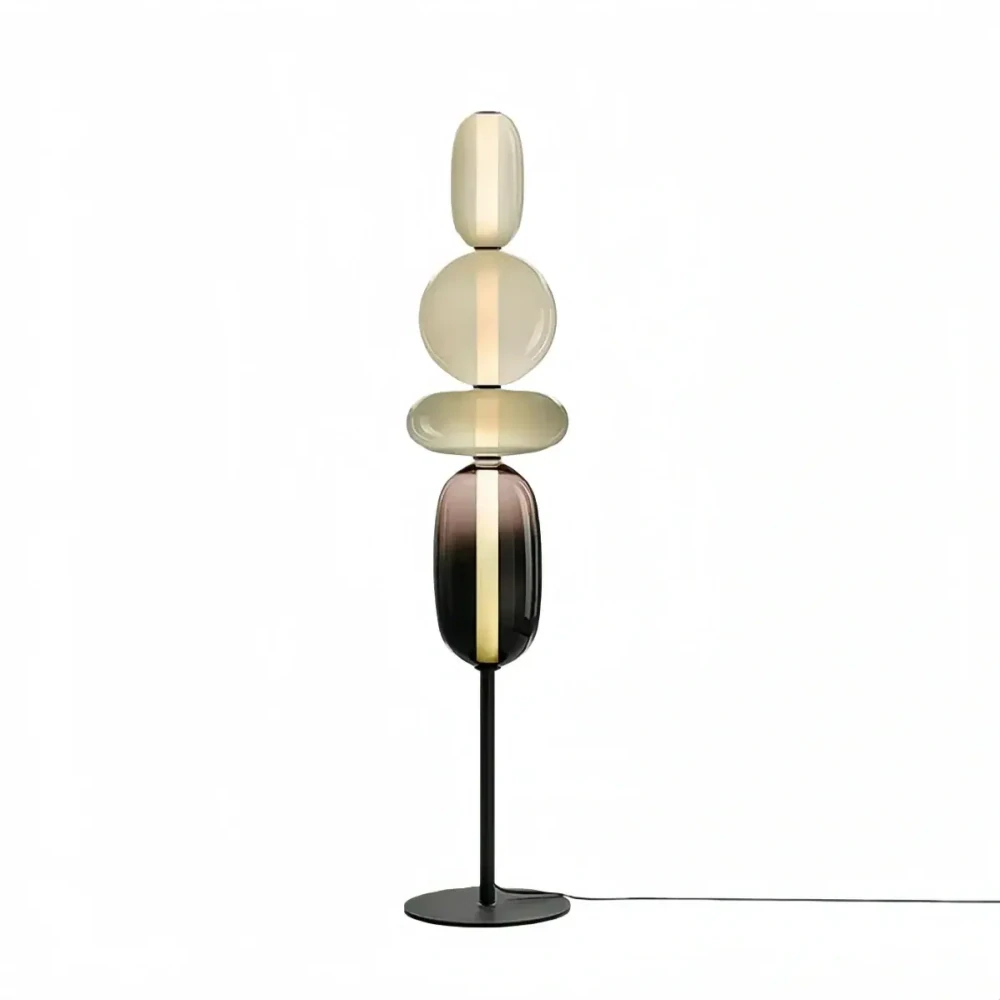 Elegantní stojací lampa s barevným sklem