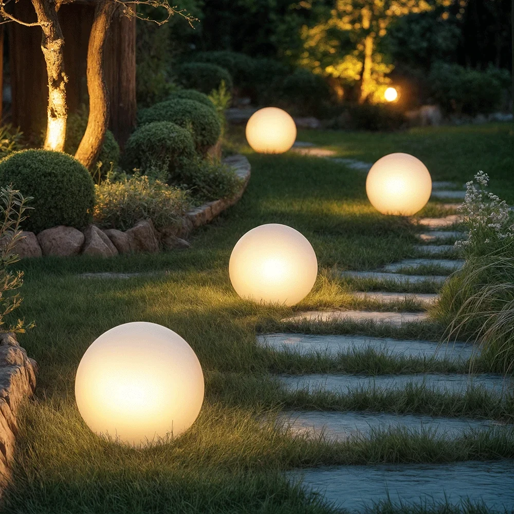 Moderní kulatá LED zahradní lampa 15 x 15 cm