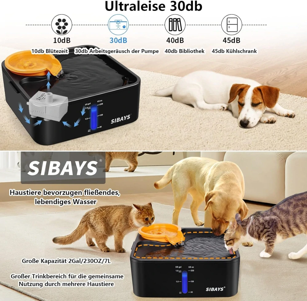 SIBAYS 235 oz 1,8 GAL 7L fontánka na pití pro psy
