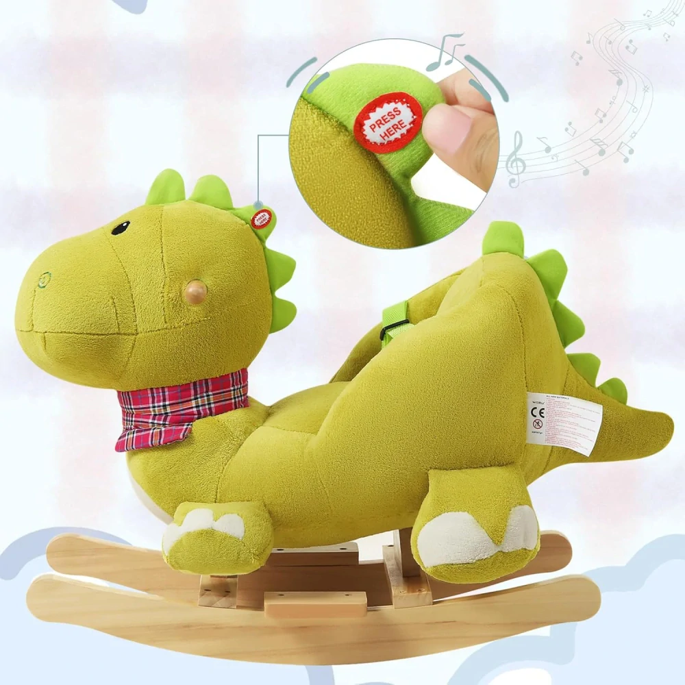 WOLTU Houpací kůň, Plyšové houpací zvířátko Dinosaurus, Houpací hračka pro děti Miminko