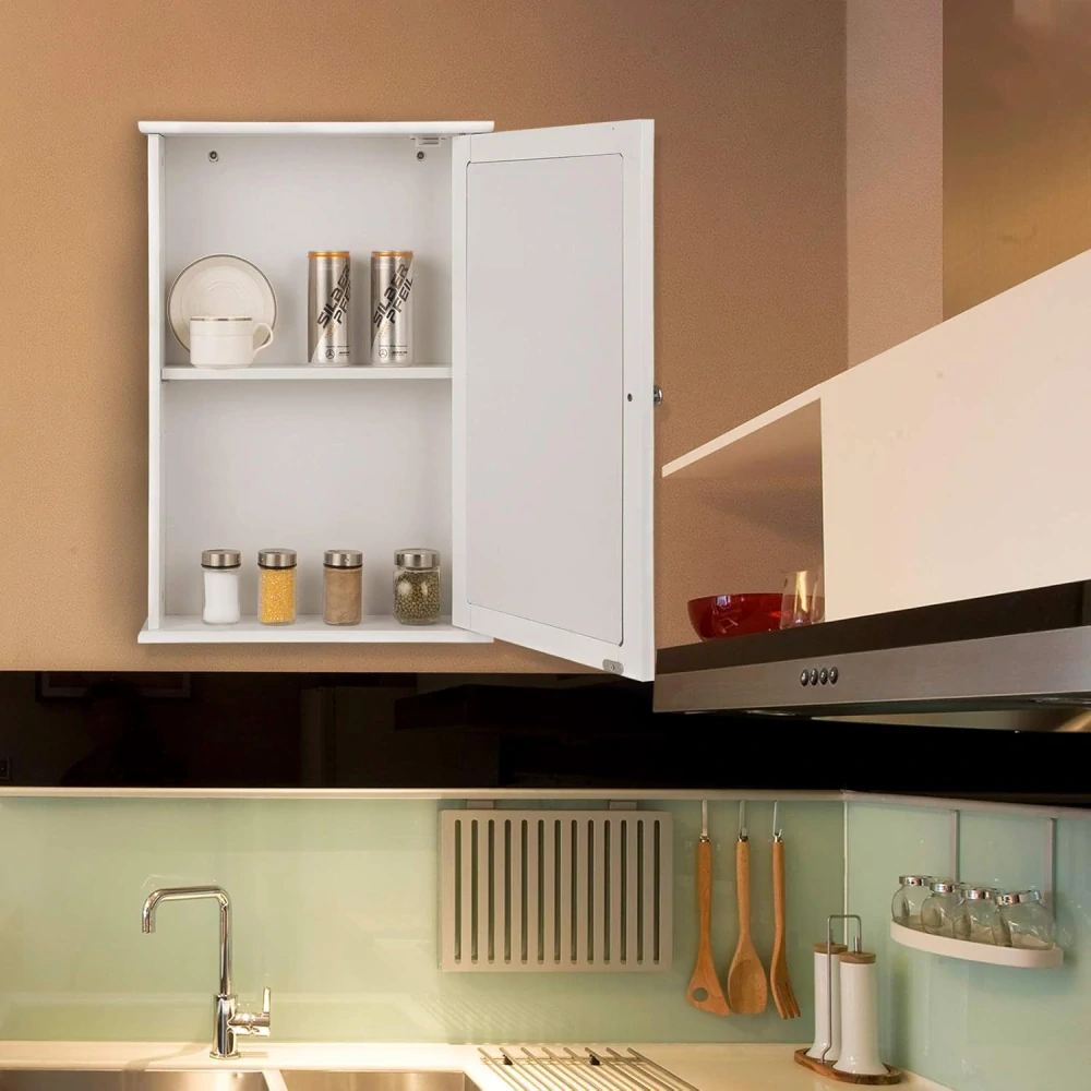 eSituro SBP0027 Koupelnová zrcadlová nástěnná skříňka s dvířky