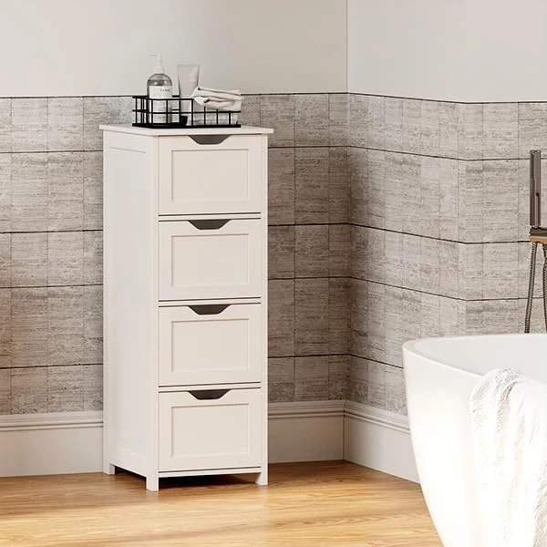 Koupelnová skříňka, podstavec se 4 zásuvkami z MDF, bílá