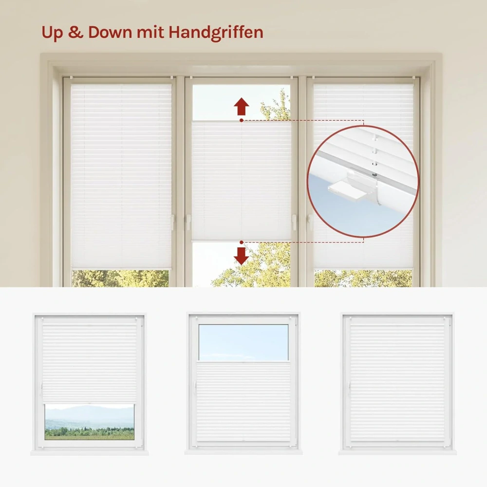 WOLTU® VH5544ws plisovaná roleta 120 x 130 cm, bílá