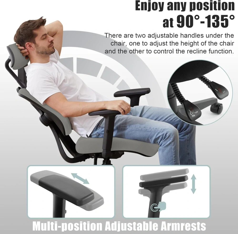 WOLTU BS151gr Ergonomická kancelářská židle