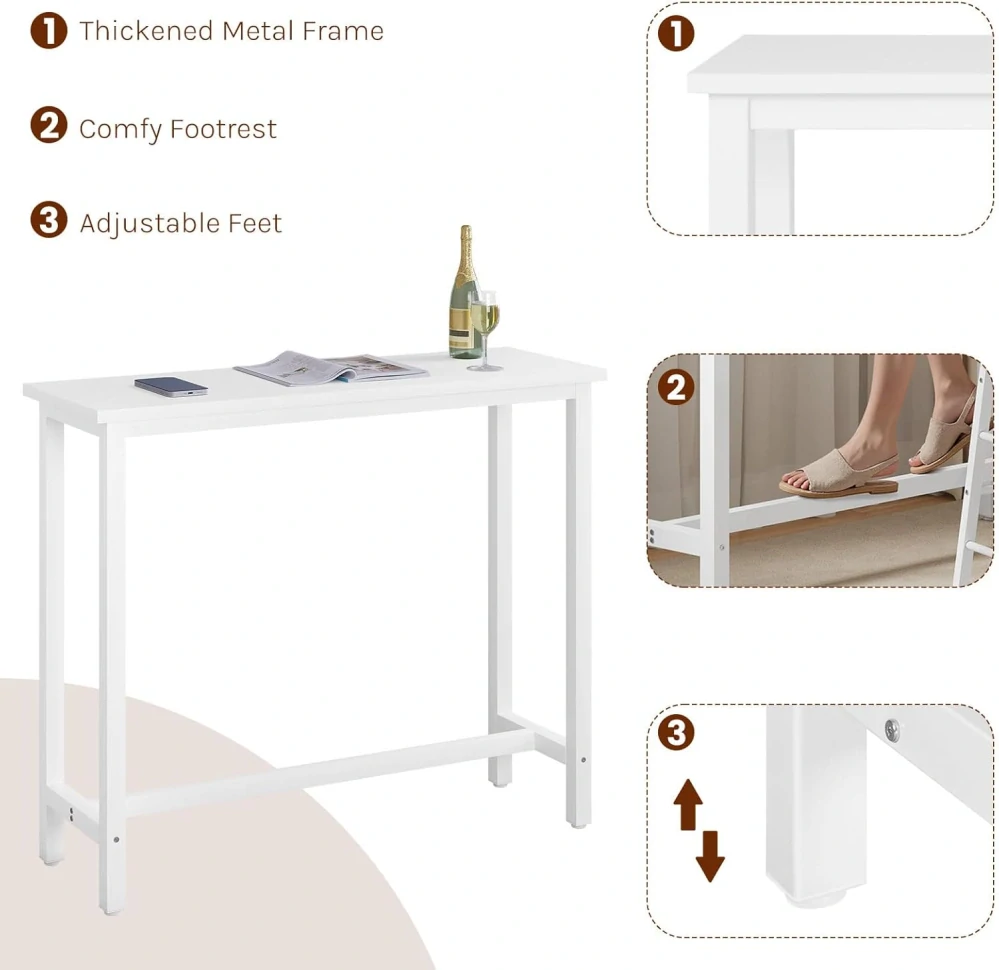 WOLTU BT17ws Barový stůl Bistro stůl 120 x 40 x 100 cm