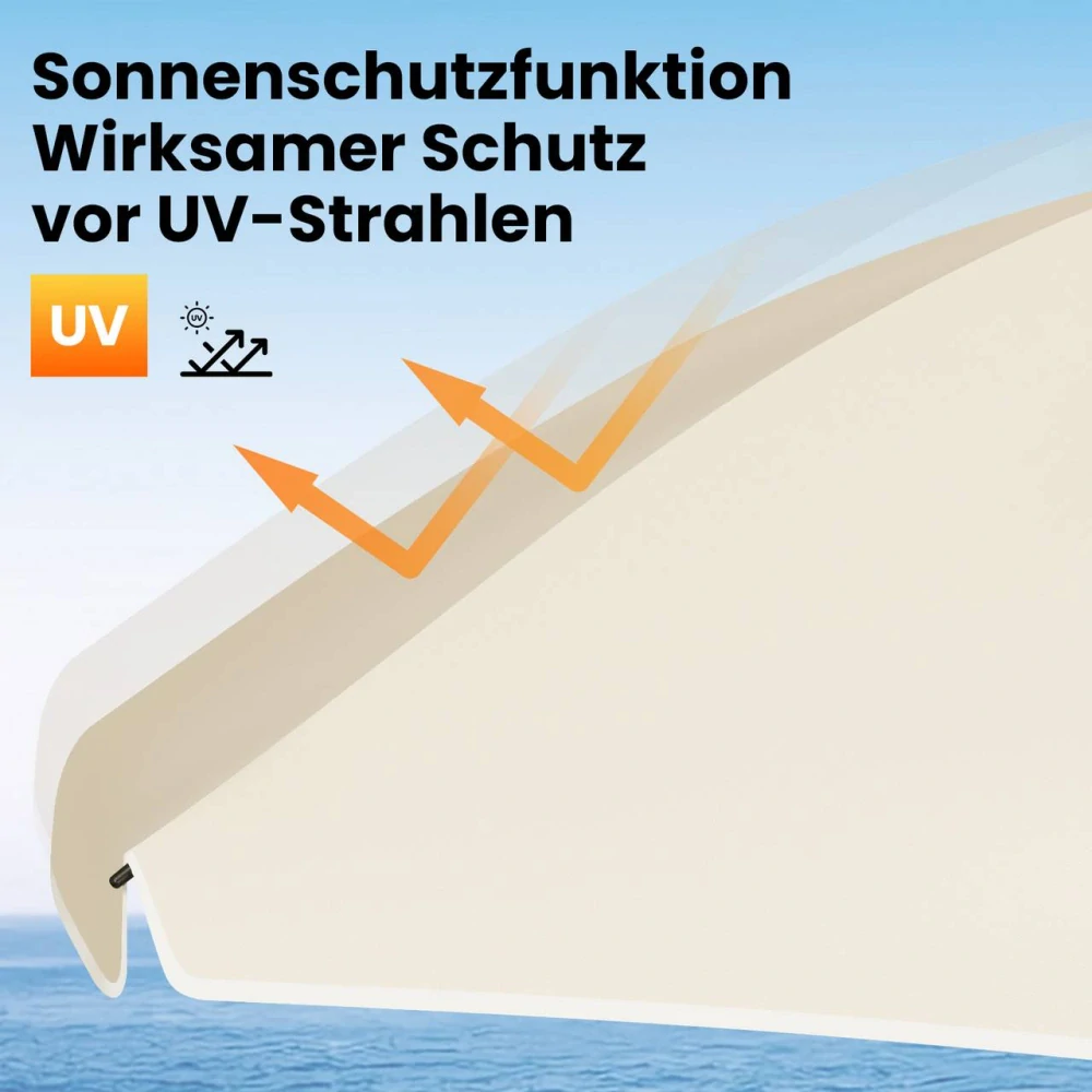 Slunečník WOLTU, slunečník UV odolný, výškově nastavitelný, 45° skládací, kulatý béžový