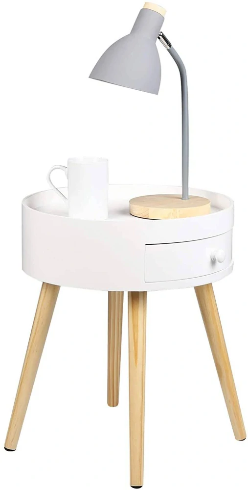 WOLTU noční stolek se zásuvkou, bílý