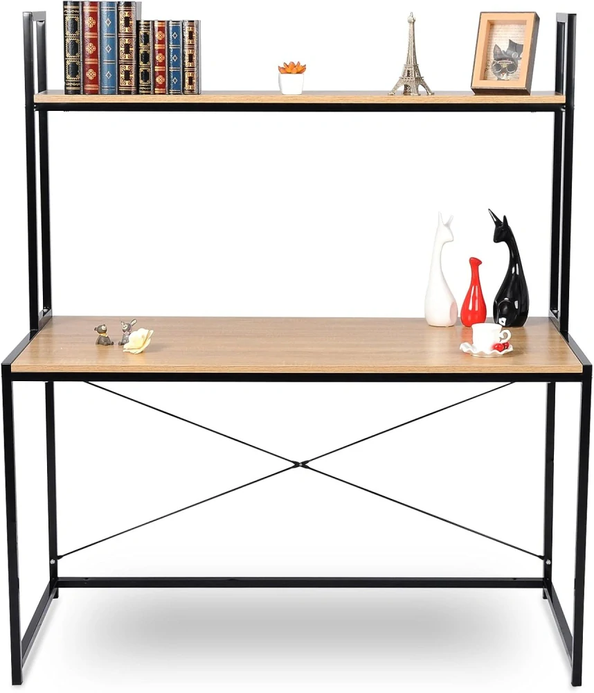 WOLTU TSB02hei dřevěný a ocelový počítačový stůl 120 x 60 x 140 cm