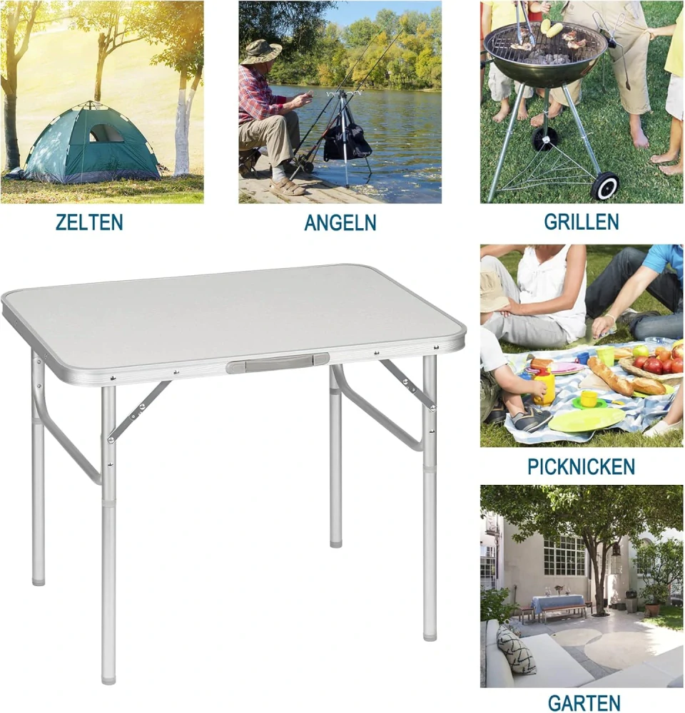 Woltu CPT8131ws skládací kempingový stůl, 75 x 55 x 25,5 - 58,5 cm