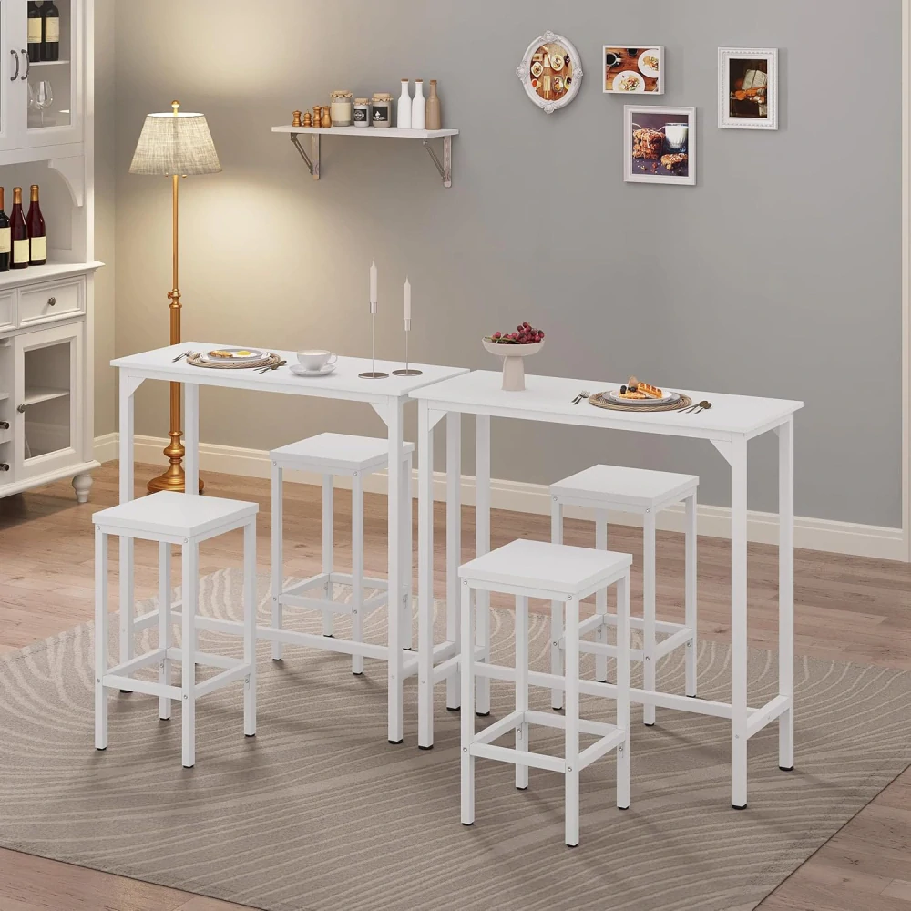 EUGAD Barový stůl, Vysoký stůl, Dřevo+kov, 100x40x100cm Bílá