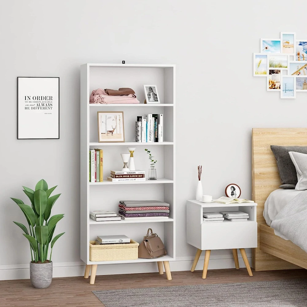 Knihovna WOLTU s 5 přihrádkami, stojící policí