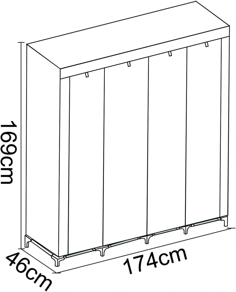 Woltu SS5024gr XXL látková šatní skříň/kempová skříň 174 x 46 x 169