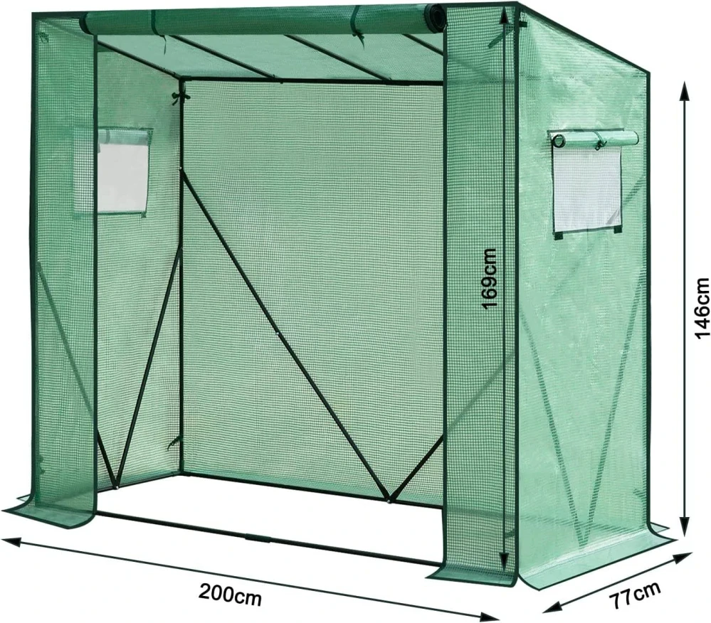 WOLTU skleník PE poloprůhledný zahradní skleník 200x77x146/169cm