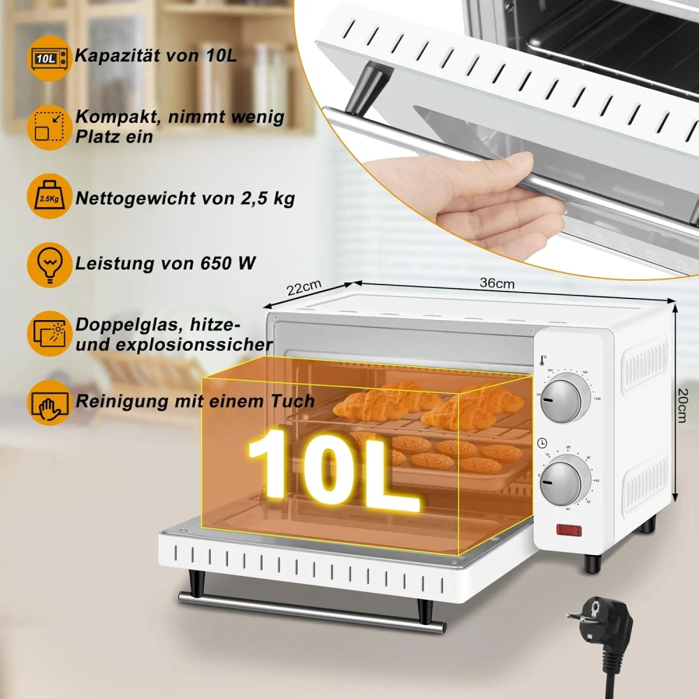 WOLTU mini trouba 10 l,trouba na pizzu, 100-230 °C