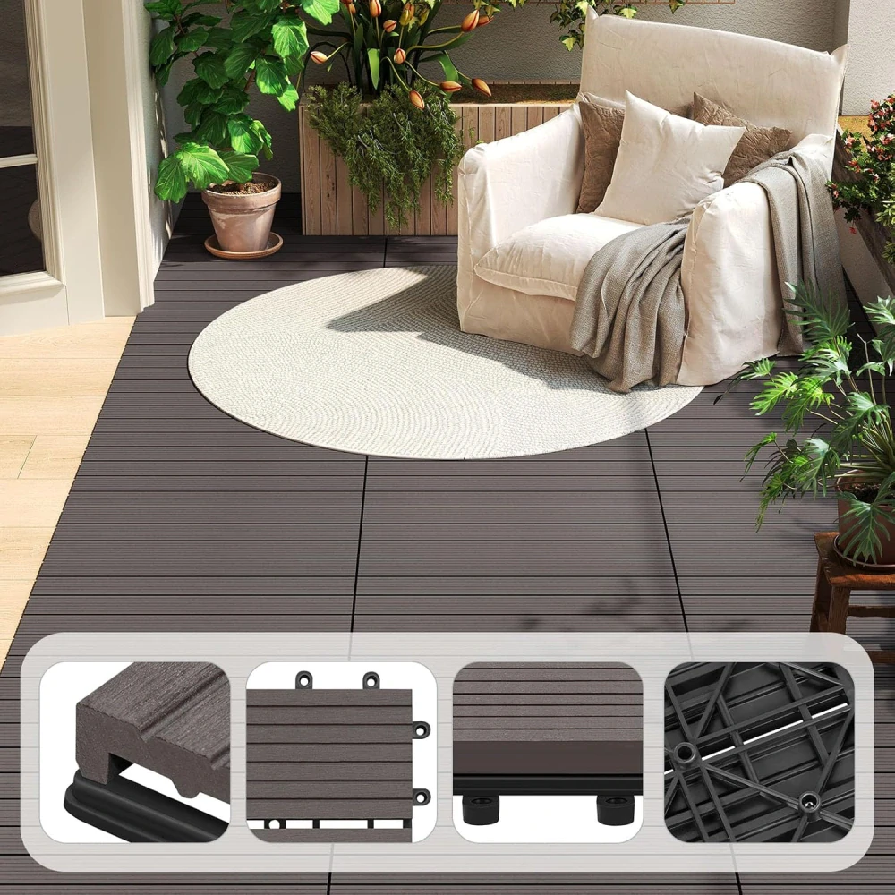 WOLTU WPC dlaždice 30 x 60 cm pro zahradu a terasu 6 kusů/1 m²