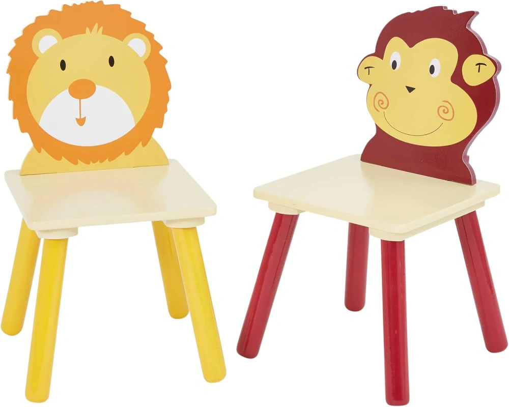 Dřevěný stůl a 2 židle s motivem džungle od Liberty House Toys, vícebarevné