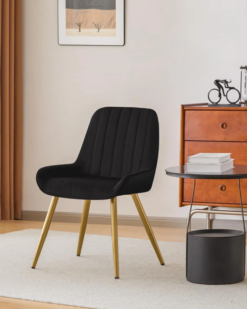 kuchyňská židle, Lestarain sametové sedátko s kovovými nohami, černá