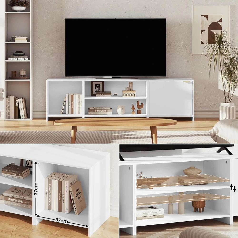WOLTU TVS001ws2 TV stolek pro TV 160 x 45 x 39 cm, bílý
