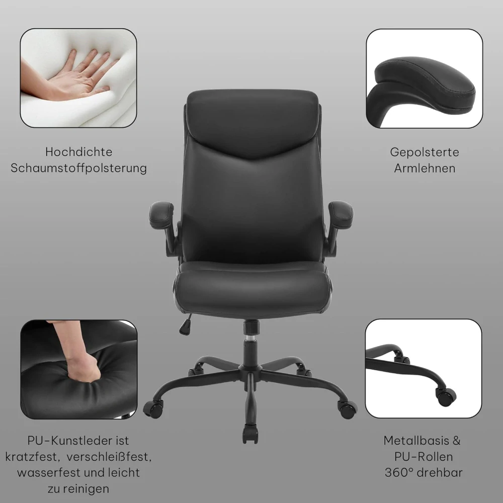 Kancelářská židle, ergonomická počítačová židle se skládací loketní opěrkou