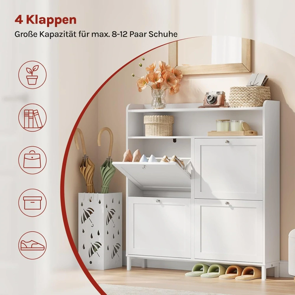 Botník WOLTU se 4 klopami, botník, úzký