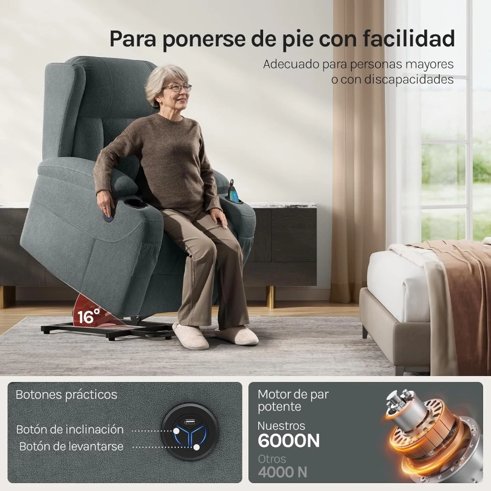 Elektrické polohovací křeslo WOLTU, masážní relaxační křeslo s asistencí zvedání