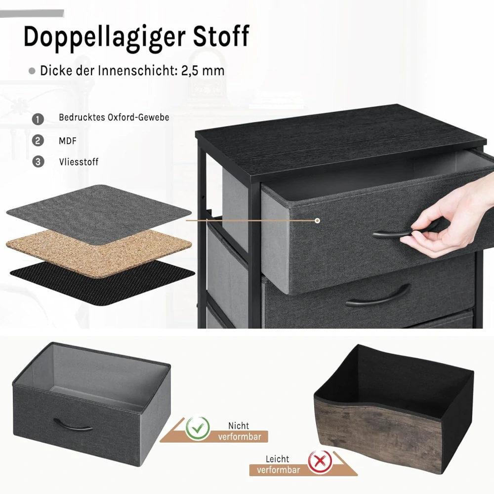 WOLTU Komoda s 5 zásuvkami z látky