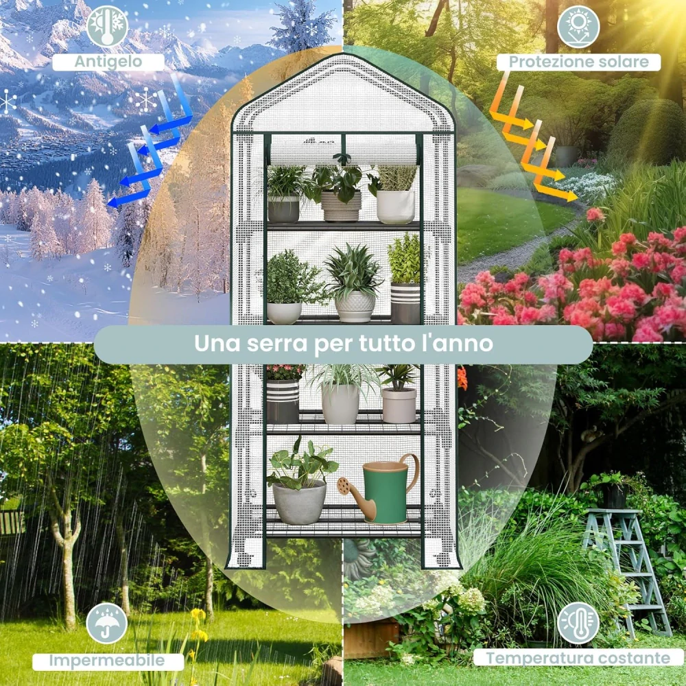 Zahradní skleník WOLTU, s kolečky, balkonový skleník, 70x50x162 cm