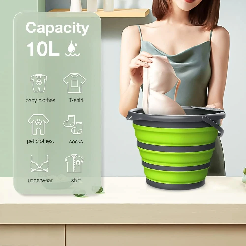 Mini pračka skládací, přenosná skládací vana na prádlo 10 litrů