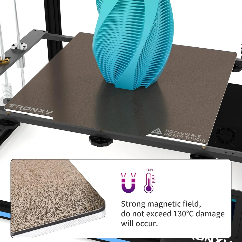 TRONXY PEI deska na sestavení plechu, flexibilní magnetické povrchy PEI pro vyhřívané lože 3D tiskárny 330x330 mm