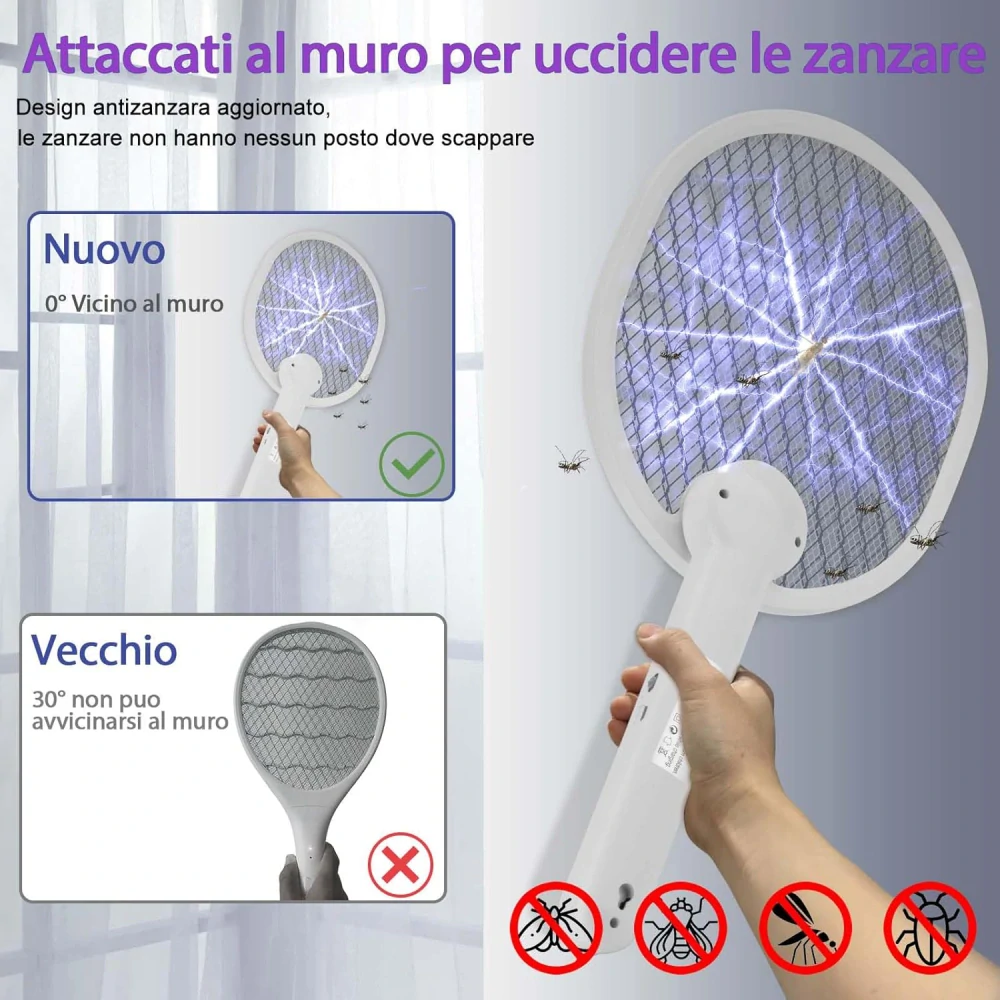 Elektrická plácačka na mouchy Feloyal, 3v1
