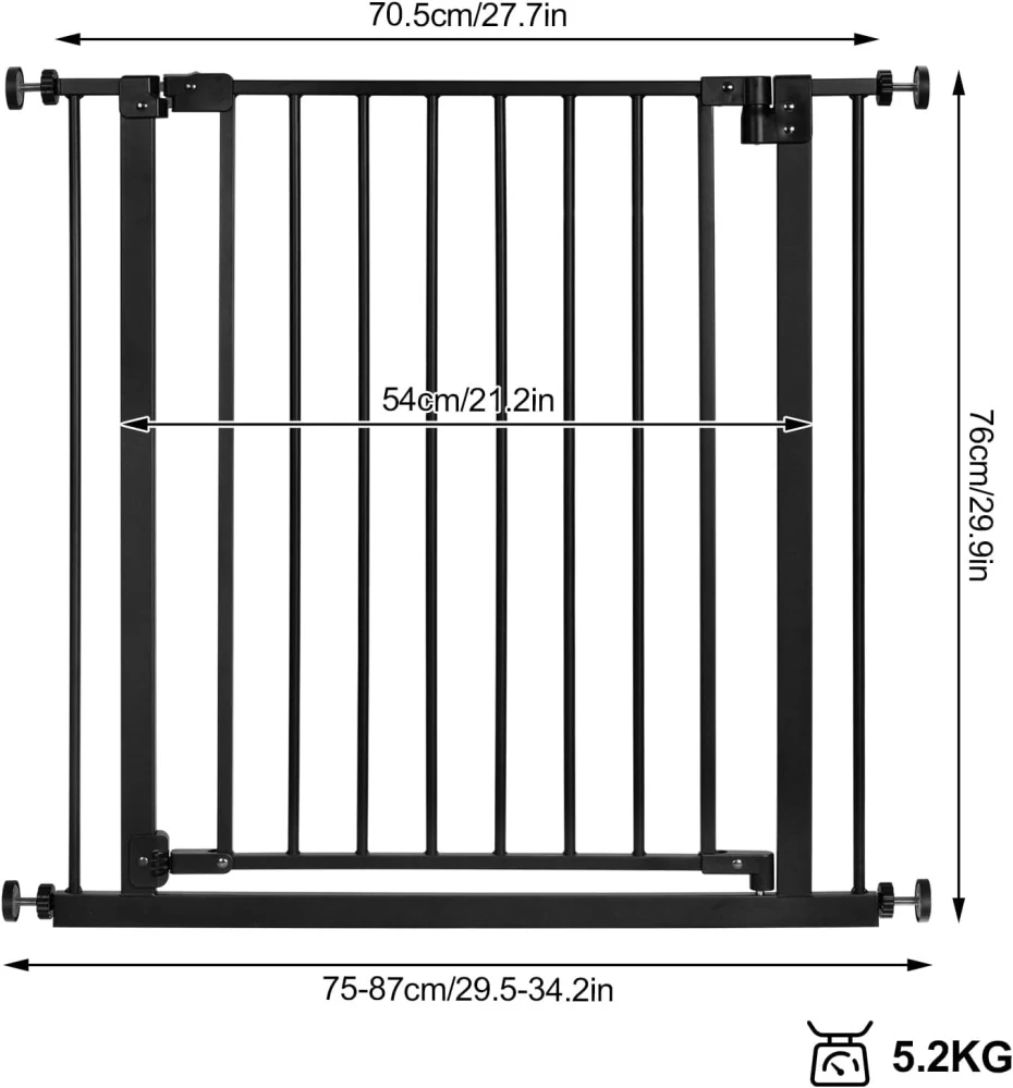 WOLTU KG001sz bezpečnostní závora na schody, bezpečnostní závora dveří, 75-87 cm, s/bez vrtání
