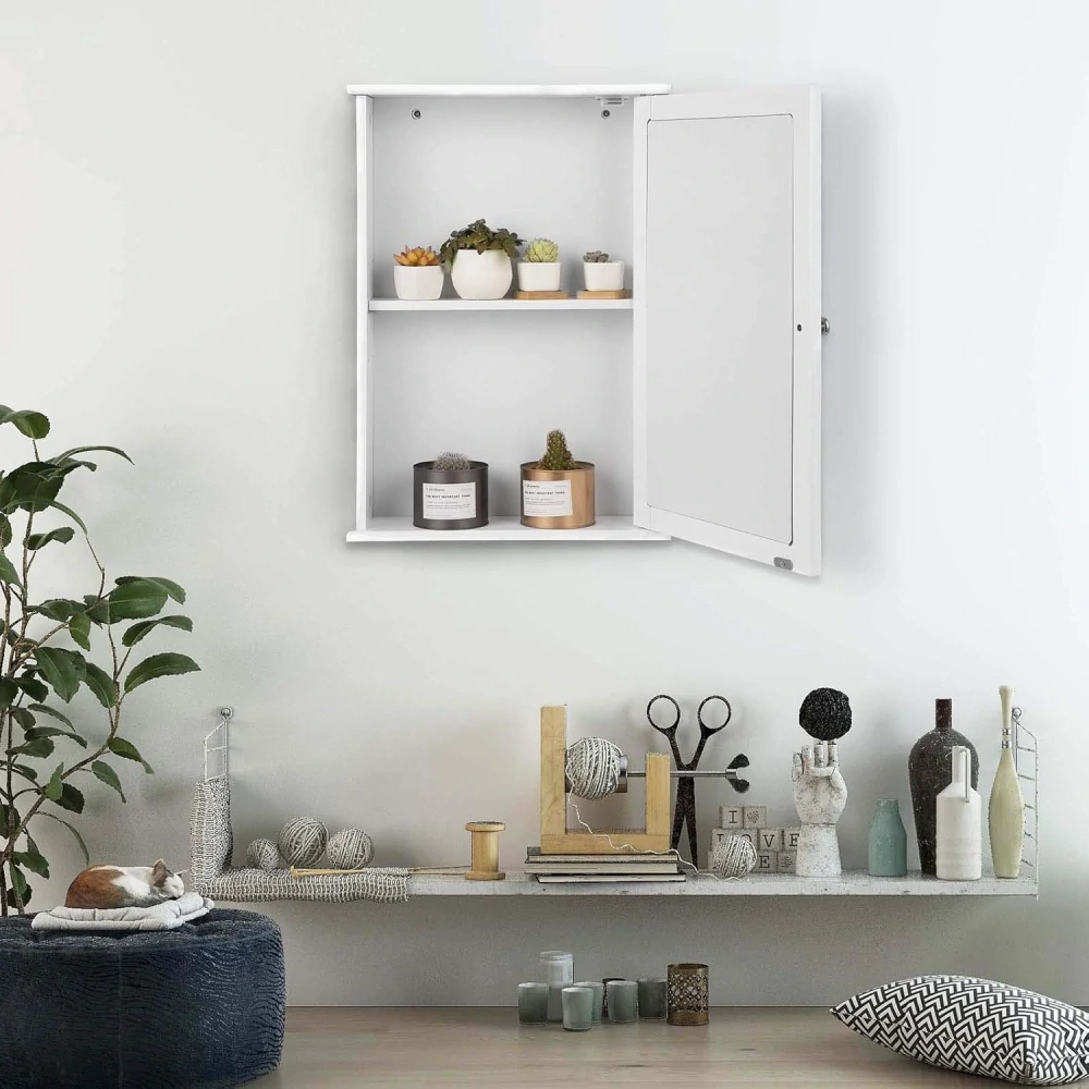 eSituro SBP0027 Koupelnová zrcadlová nástěnná skříňka s dvířky