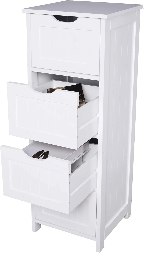 Koupelnová skříňka, podstavec se 4 zásuvkami z MDF, bílá