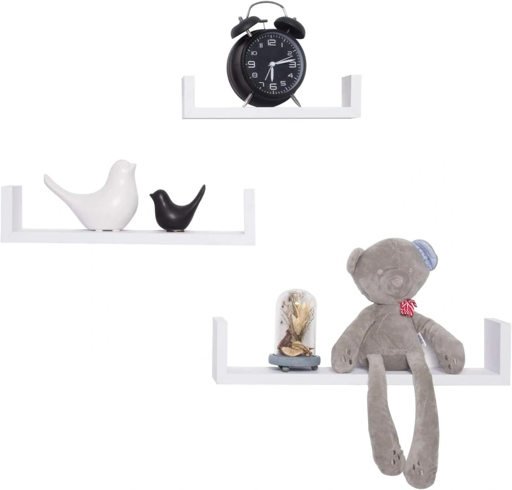 WOLTU Sada 3 nástěnných polic ve tvaru U