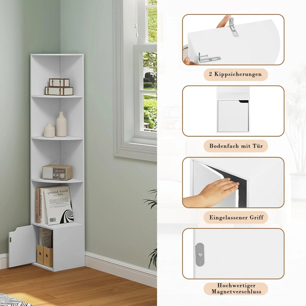 WOLTU rohová police, knihovna