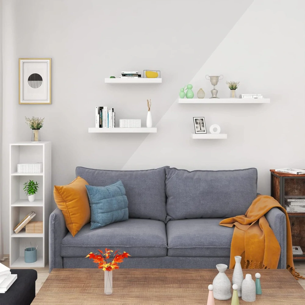 WOLTU RG9483ws nástěnná police 110 x 22,9 x 3,8 cm