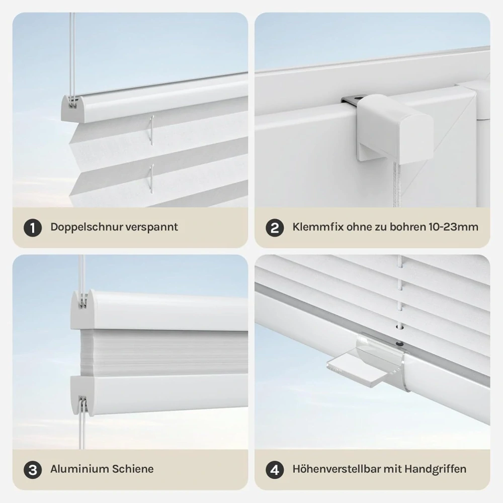 WOLTU® VH5544ws plisovaná roleta 120 x 130 cm, bílá