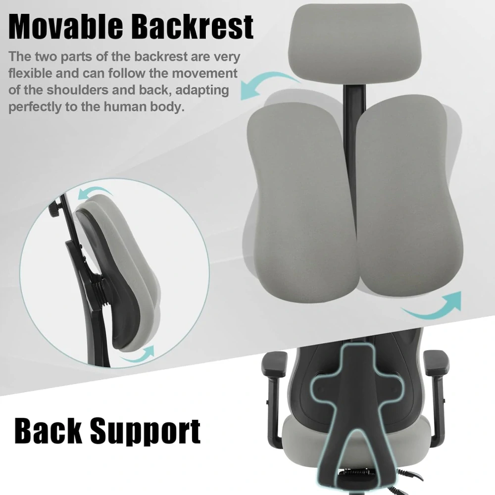WOLTU BS151gr Ergonomická kancelářská židle