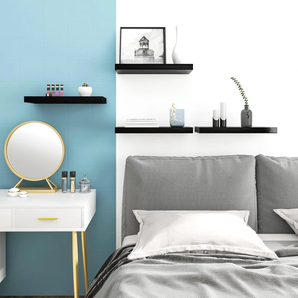 EUGAD MDF nástěnné police,délka 40 cm, černá