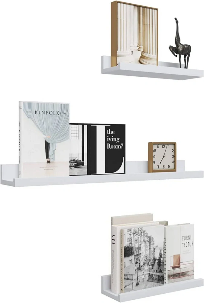 Sada 3 polic WOLTU, nástěnné police s okrajem