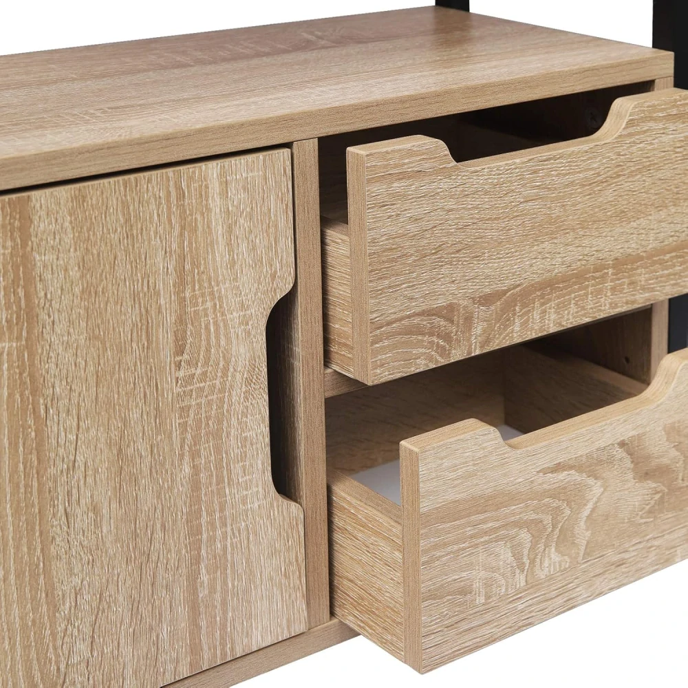 WOLTU RGB09hei Úložná police Knihovna se skříňkou a zásuvkami 58x24x120cm