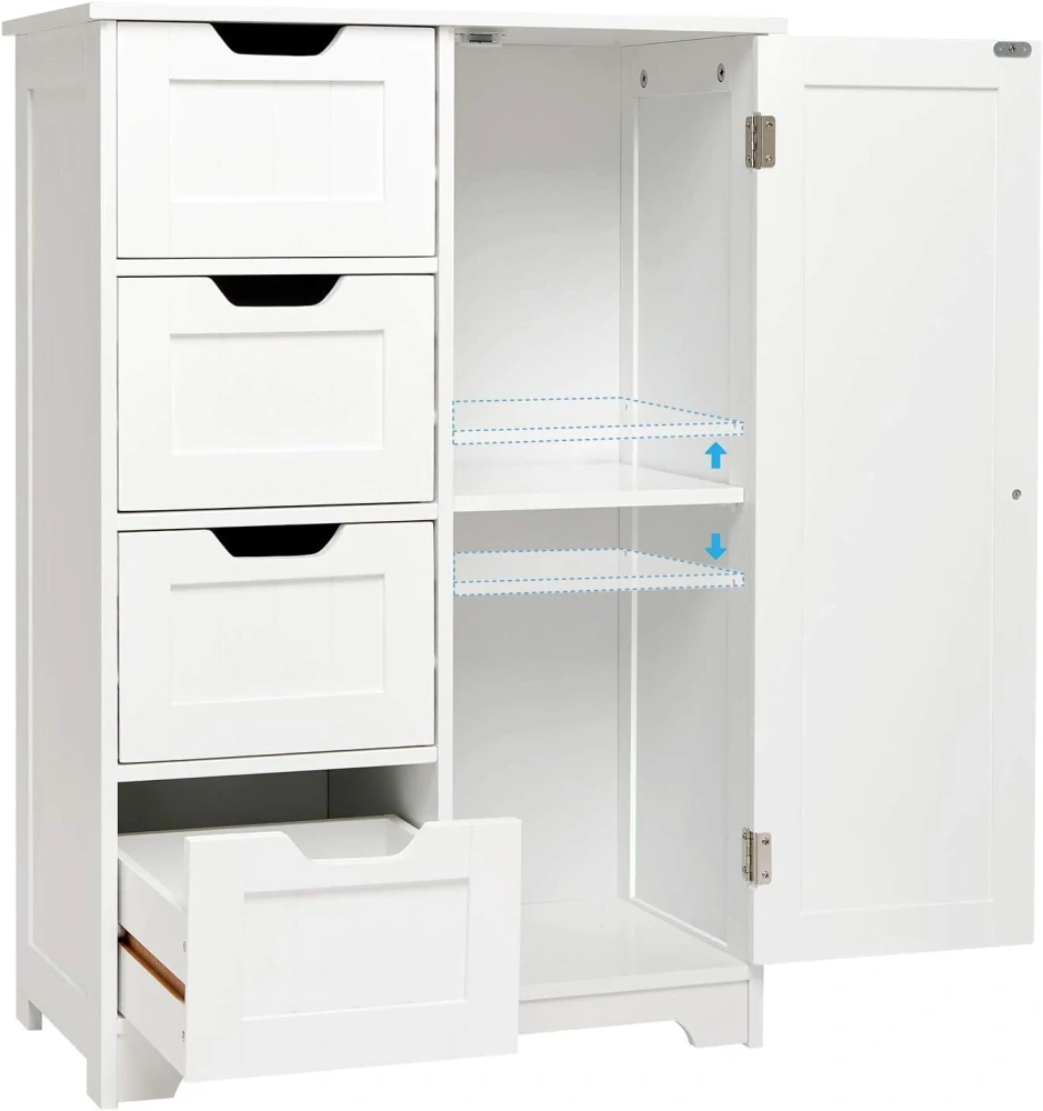 Koupelnová skříňka se 4 zásuvkami 1 dvířka 56 x 30 x 82,5 cm (d x š x v), bílá