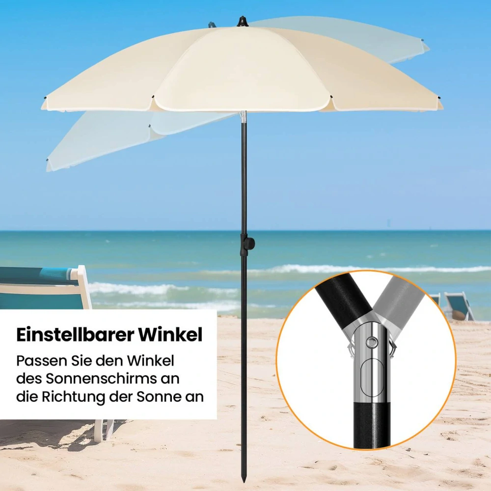 Slunečník WOLTU, slunečník UV odolný, výškově nastavitelný, 45° skládací, kulatý béžový