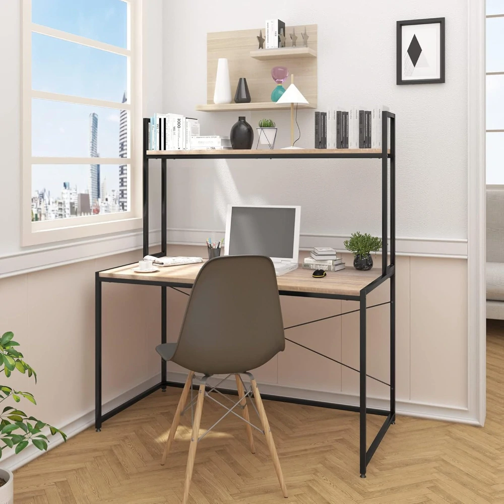 WOLTU TSB02hei dřevěný a ocelový počítačový stůl 120 x 60 x 140 cm