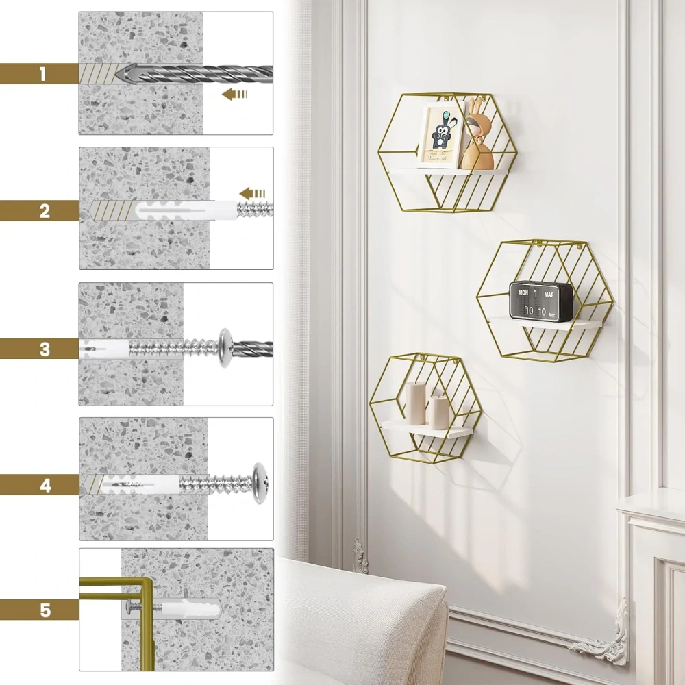 Nástěnná police sada 3 ks