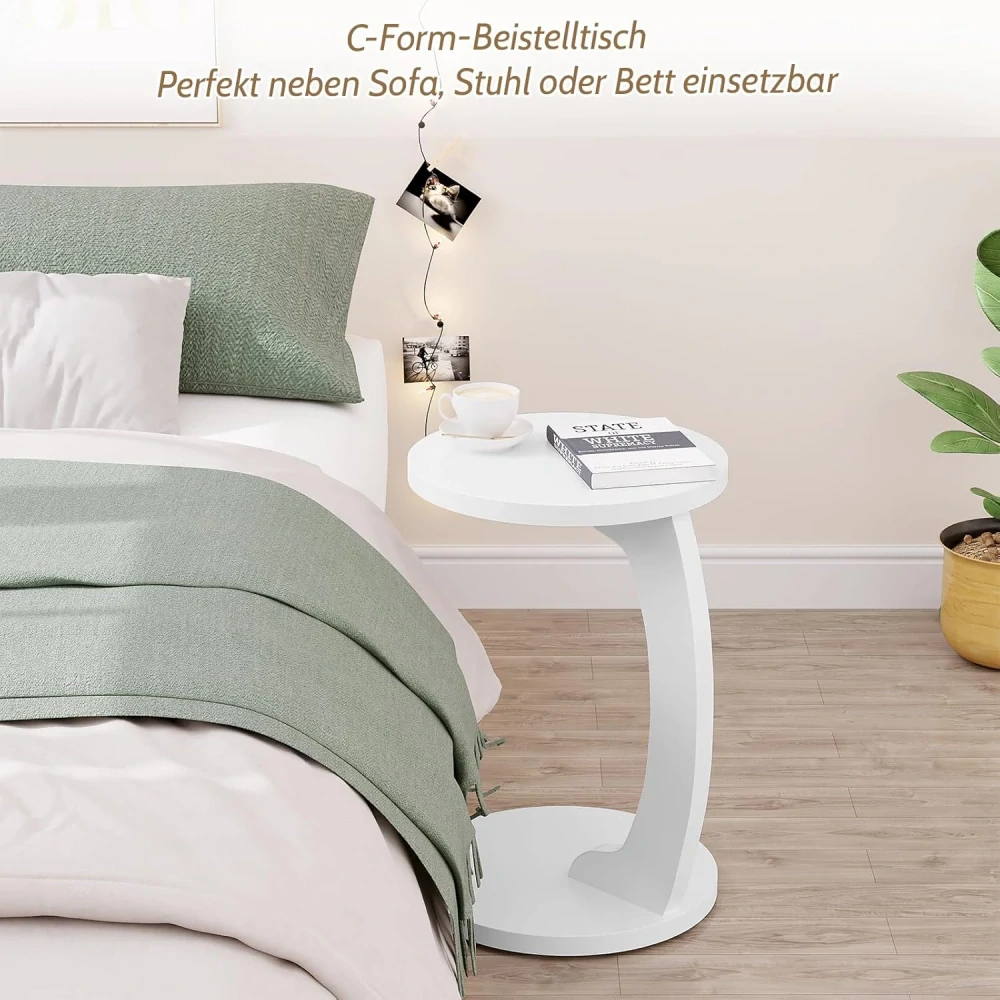 WOLTU BTS20ws Konferenční stolek ve tvaru C Kulatý