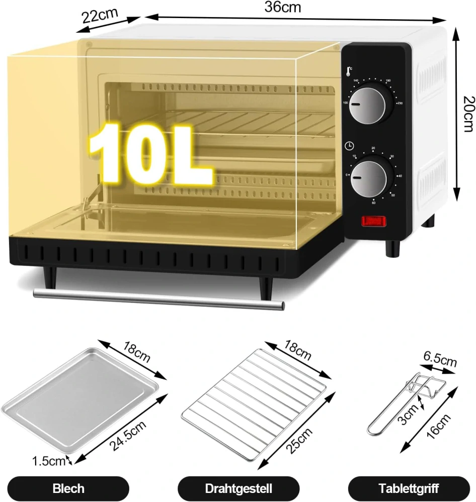 WOLTU Mini trouba 10 litrů, 650 W
